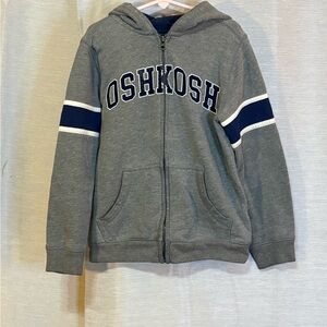 Hoodie Jacket Zip Up Long Sleeve OshKosh B'gosh Gray and Navy Kids Sz 8